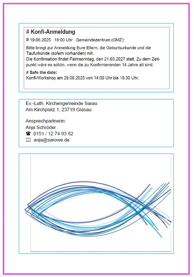 Konfi-Anmeldung am 19.06.2025 um 18:00Uhr im Gemeindezentrum